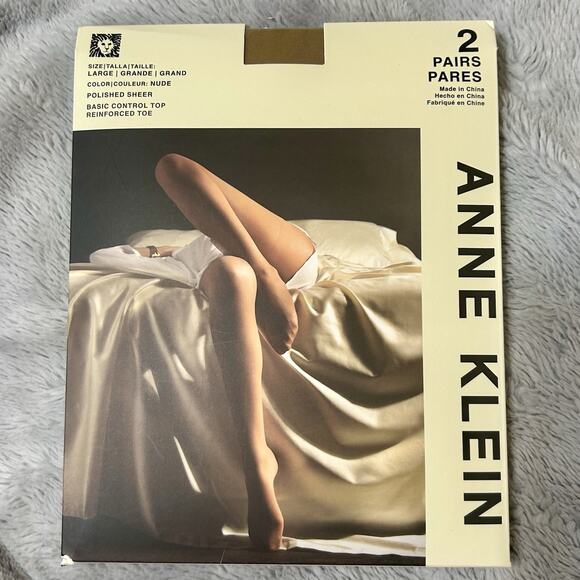 Anne Klein Polished Sheer Nude Large Control Top Pantyhose Reinforced Toes - Picture 1 of 5